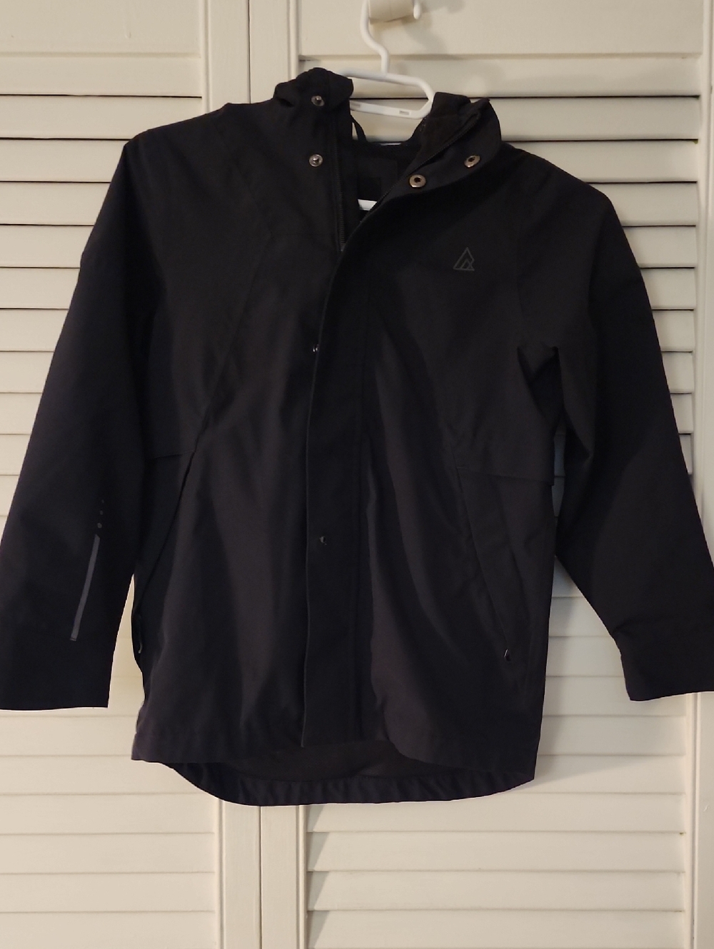 Kids Black Raincoat Hooded Waterproof Jacket